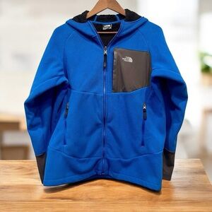 The North Face Boys XL 18-20 Blue Fleece Zip-Up Hooded Jacket Casual